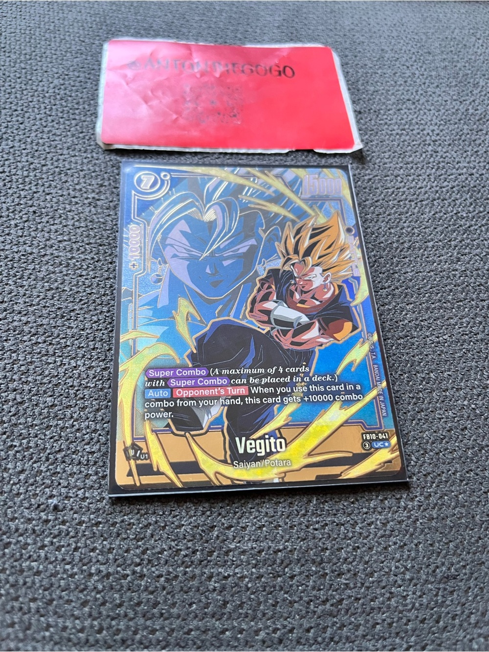 Vegito Dragon Ball Super Collectible Card - Gold & Black Holographic